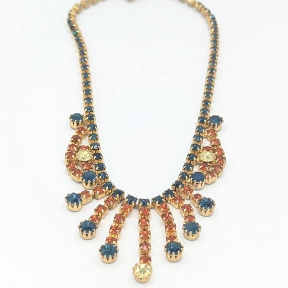 Vintage Multicolor Rhinestone Necklace - Picture 6 of 10